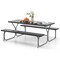6 FT Picnic Table Bench Set Dining Table and 2 Benches with Metal Frame and HDPE Tabletop